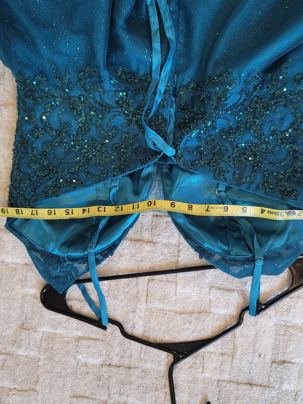 NWOT Teal Sequin Tulle Short Party Prom Cocktail Dress Glitter Size 16 - Picture 10 of 12